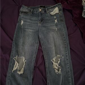 Distressed Dark Blue Jeans for Women